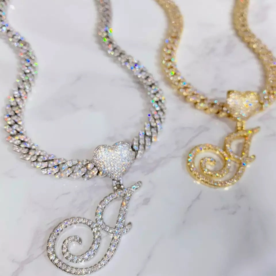 Cursive Initial Cuban Link