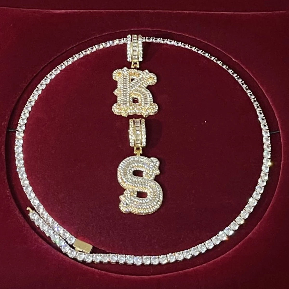 Fancy Baguette Initial Pendant