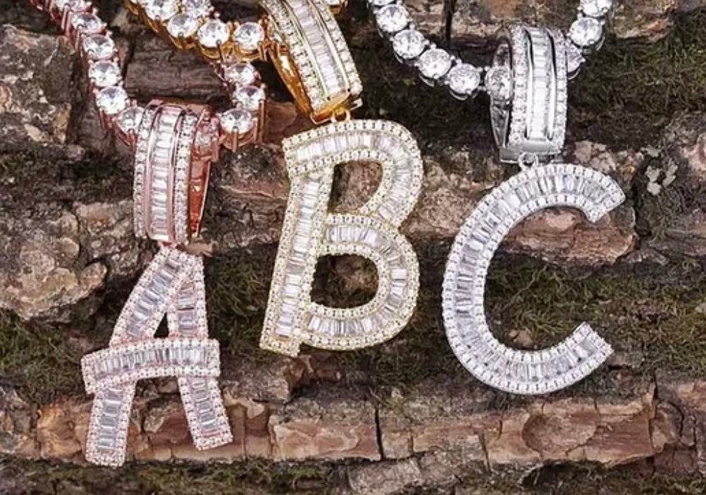 Baguette Initial Pendant