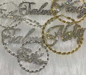 Bling Hoop Name Earrings