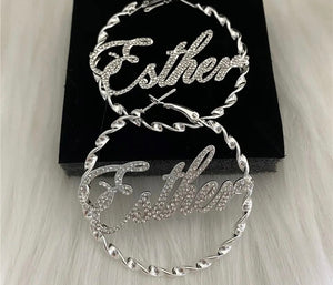 Bling Hoop Name Earrings
